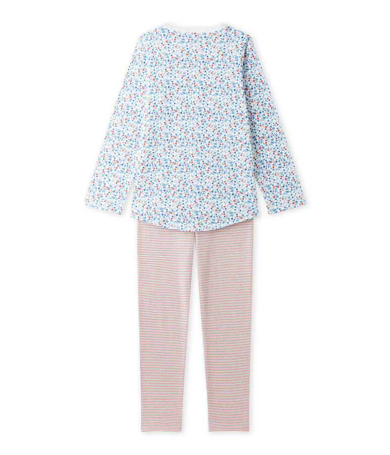 Pigiama per bambina stampato con fantasia floreale bianco/multicolore