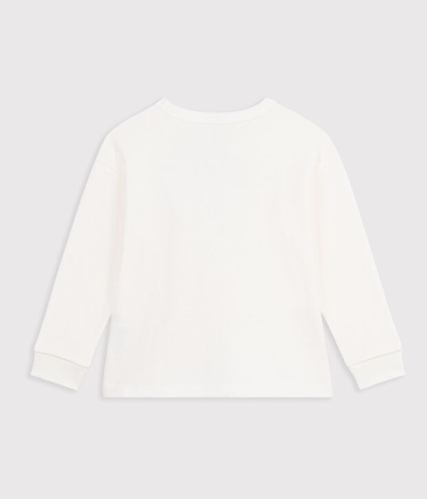 T-shirt a maniche lunghe in cotone tinta unita bambino bianco