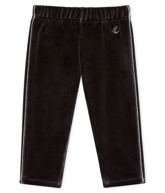 Pantalone bebè maschio in maglia di velluto nero NOIR