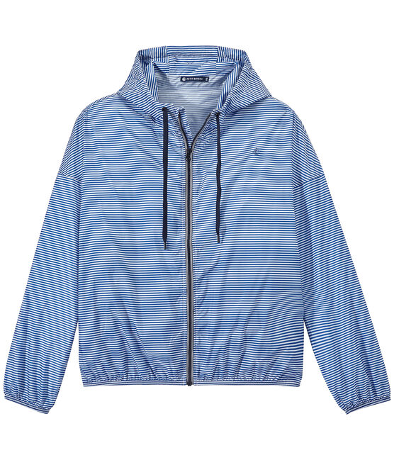 Impermeabile anti-vento unisex millerighe blu PERSE/bianco MARSHMALLOW