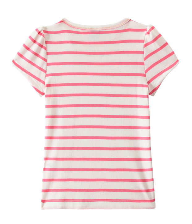 T-shirt bambina a righe marini&egrave;re bianco/rosa