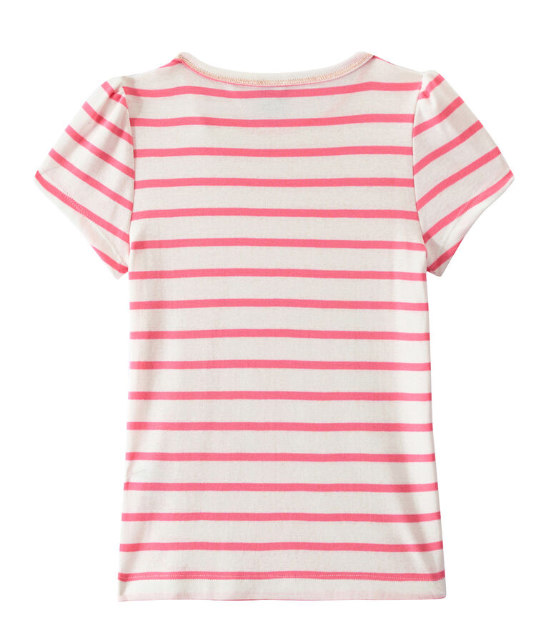 T-shirt bambina a righe marini&egrave;re bianco MARSHMALLOW/rosa PETAL
