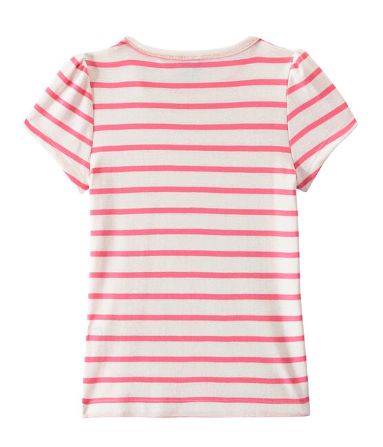 T-shirt bambina a righe marinière bianco MARSHMALLOW/rosa PETAL