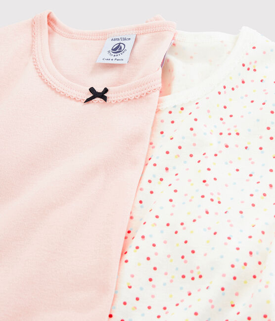 Confezione da 2 t-shirt maniche corte pois multicolore bambina in cotone biologico variante 1