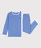 Pigiama millerighe in cotone unisex blu PERSE/bianco MARSHMALLOW