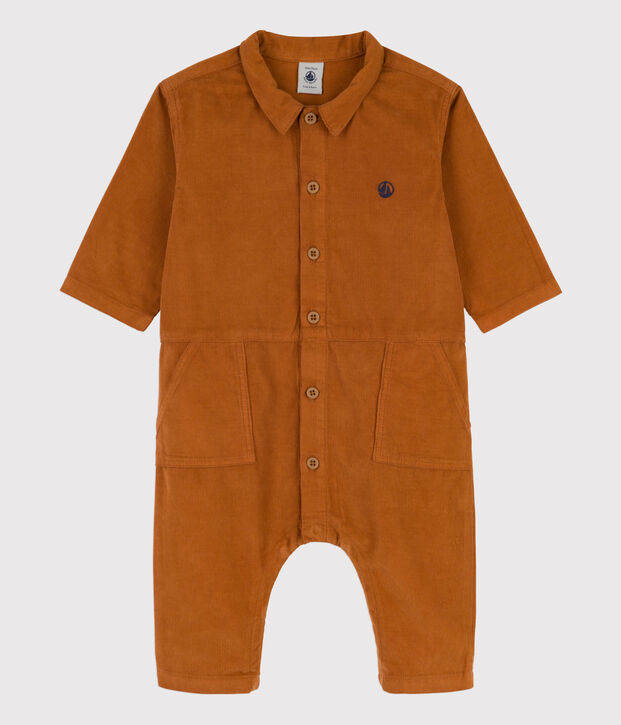 Tutina lunga in velluto a costine sottili per neonati marrone