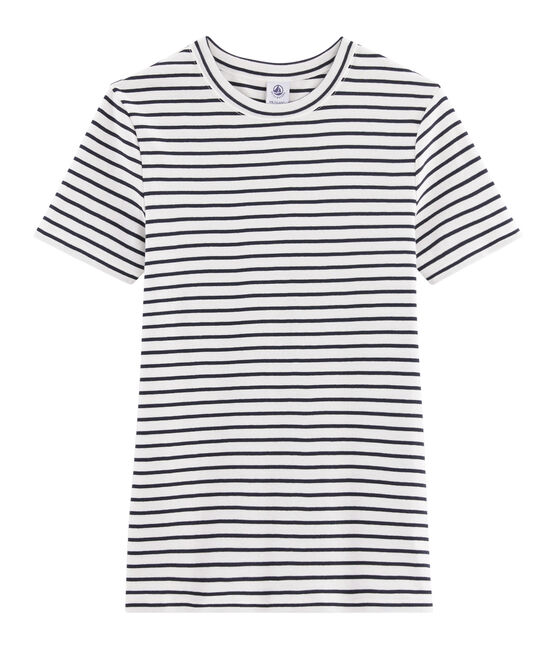 T-shirt iconica donna bianco MARSHMALLOW/blu SMOKING