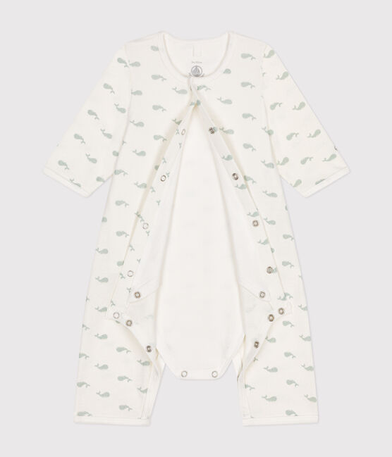 Bodyjama senza piedi in cotone neonato bianco MARSHMALLOW/ HERBIER