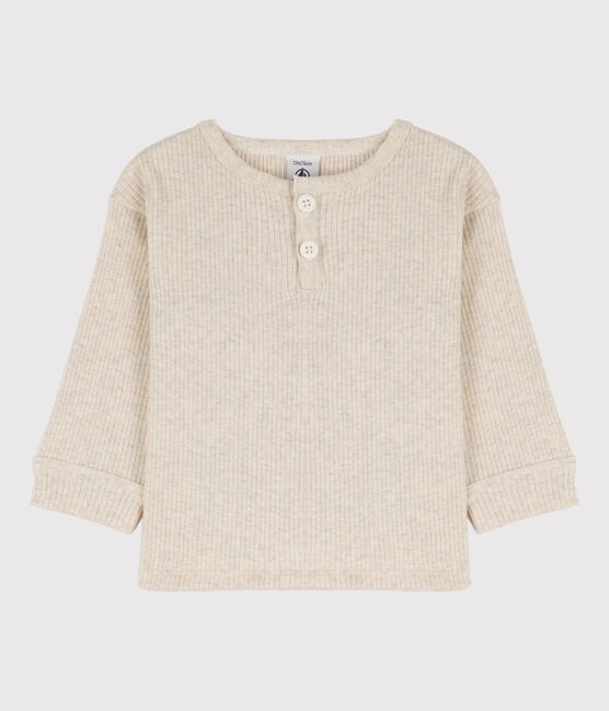 T-shirt maniche lunghe bebè in maglia a costine beige MONTELIMAR CHINE