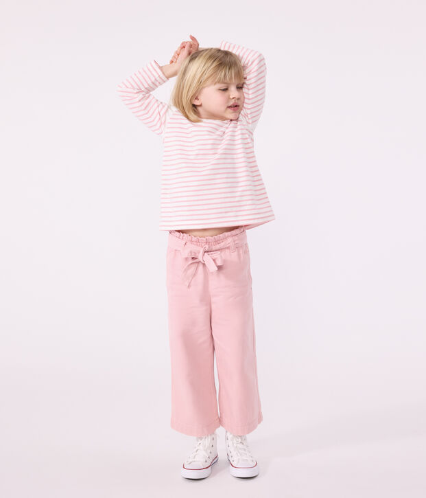 Pantaloni in misto cotone e lyocell bambina. rosa