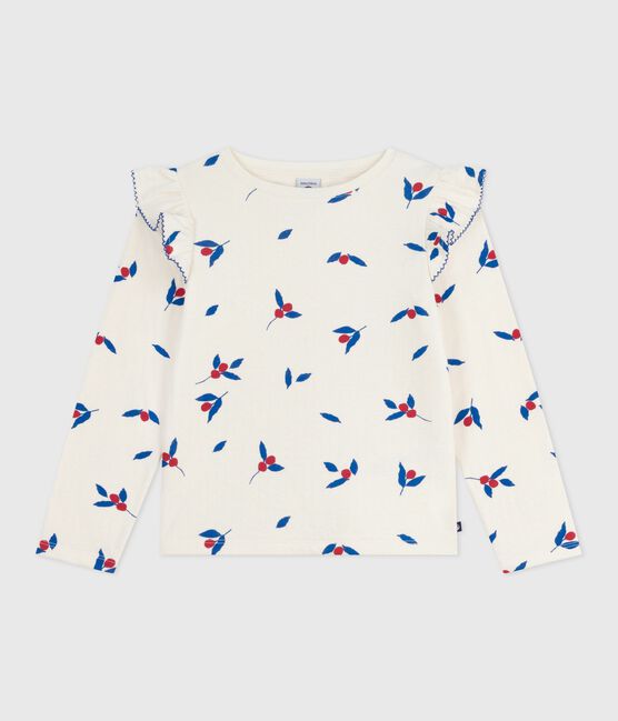 T-shirt a maniche lunghe in cotone con stampa bambina MILK/ MULTICO