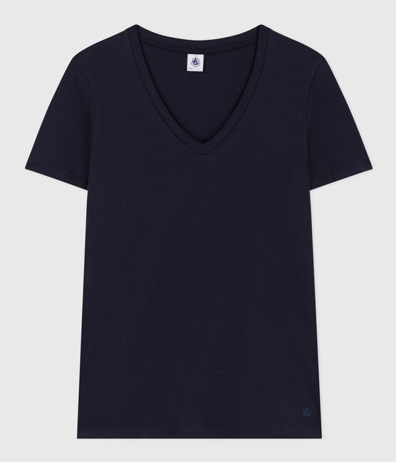 T-shirt LE DROIT scollo a V in cotone Donna blu SMOKING