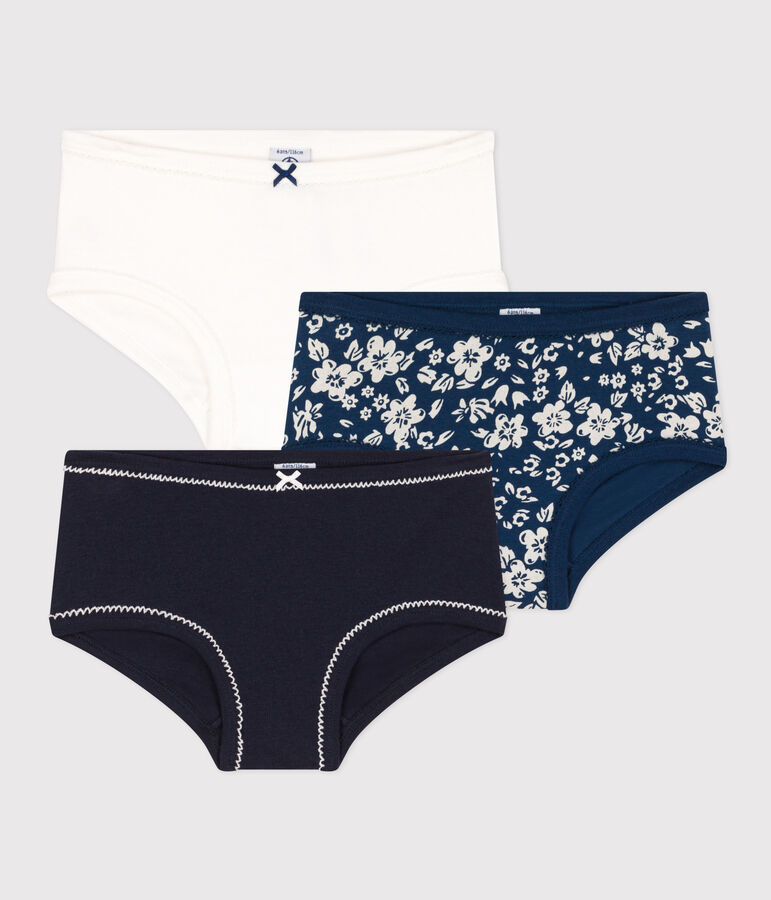 Confezione da 3 slip in cotone bambina motivo fiore multicolore
