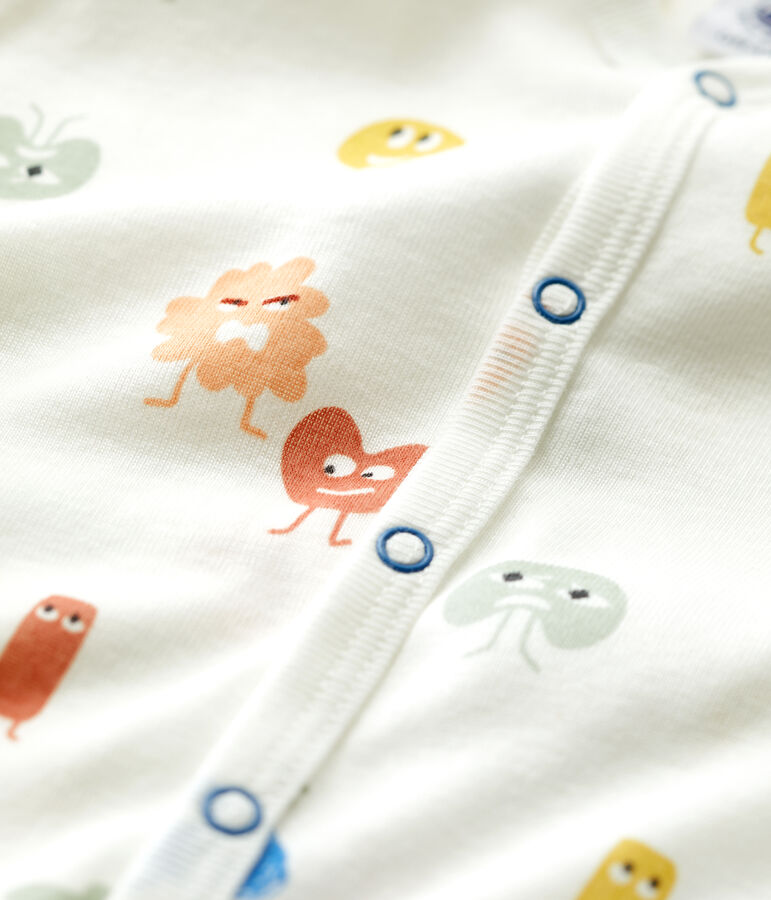 Tutina pigiama senza piedi beb&egrave; in cotone e lyocell bianco/multicolore