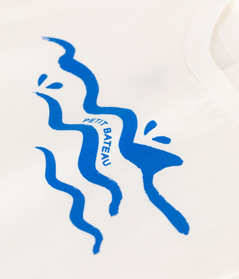 T-shirt a maniche corte in cotone tinta unita neonato bianco/blu