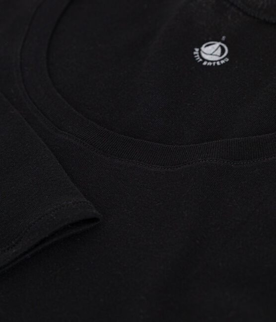 T-shirt a maniche lunghe con scollo a ballerina donna   nero BLACK