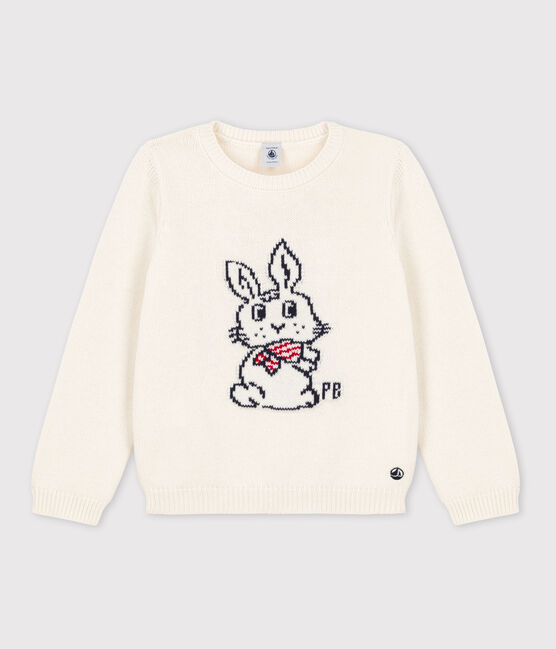Pullover in lana e cotone bambino bianco MARSHMALLOW/bianco MULTICO
