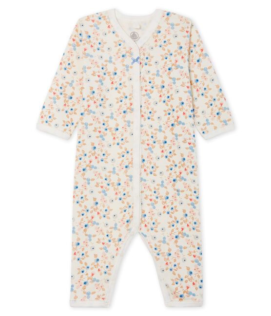 Tutina senza piedi a costine per bebé femmina bianco MARSHMALLOW/bianco MULTICO