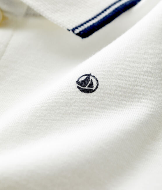 Polo bebè in cotone a manica corta bianco MARSHMALLOW