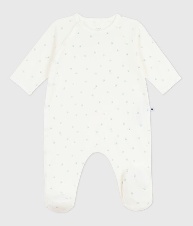Pigiama in cotone con stampa neonato bianco/blu