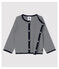 Cardigan millerighe a costina 2x2 bebè femmina blu SMOKING/bianco MARSHMALLOW