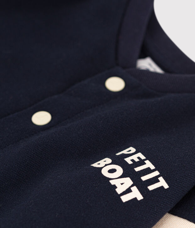 Cappotto letter jacket in tessuto felpato per beb&egrave; blu/ecru