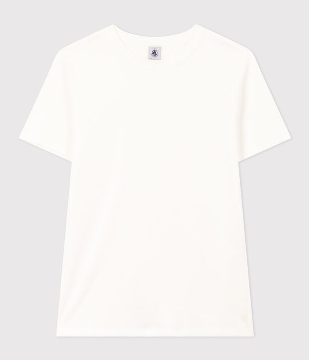 T-shirt Iconica a maniche corte a coste tinta unita donna bianco