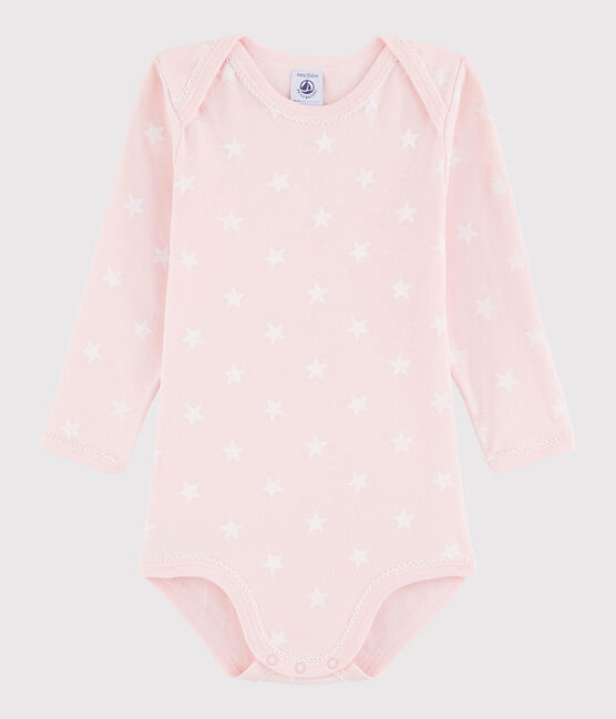 Body manica lunga bebè femmina rosa MINOIS/bianco MARSHMALLOW