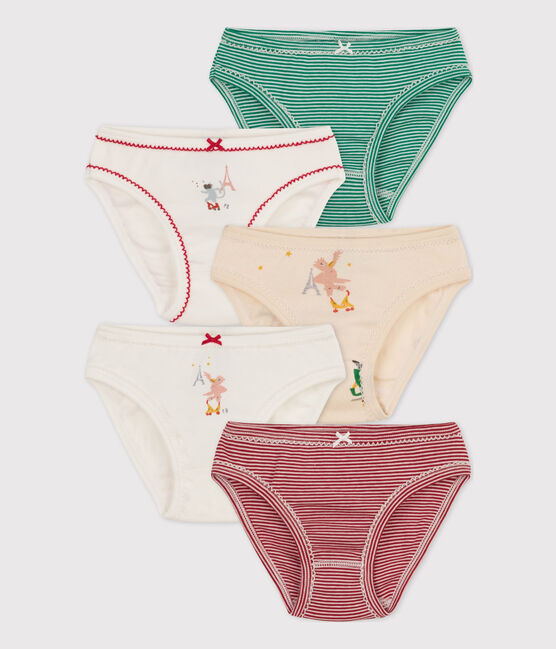 Confezione da 5 slip bambina in cotone di cui uno fosforescente variante 1