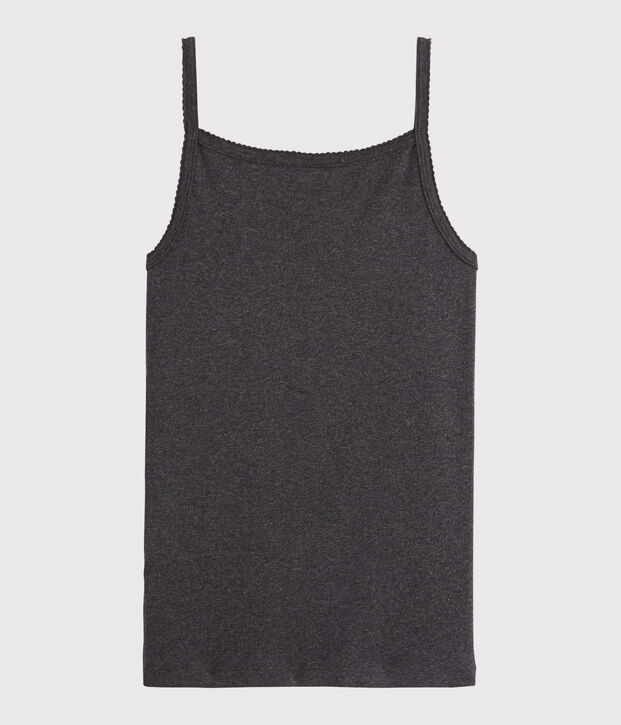 Canottiera con spalline iconica in cotone Donna grigio