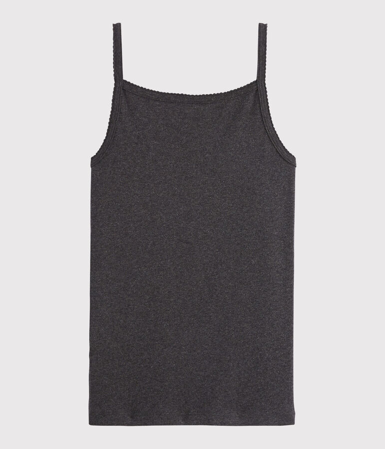 Canottiera con spalline iconica in cotone Donna grigio