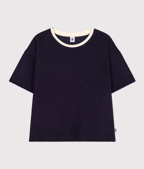 T-shirt LE BOXY in spugna di cotone donna blu SMOKING