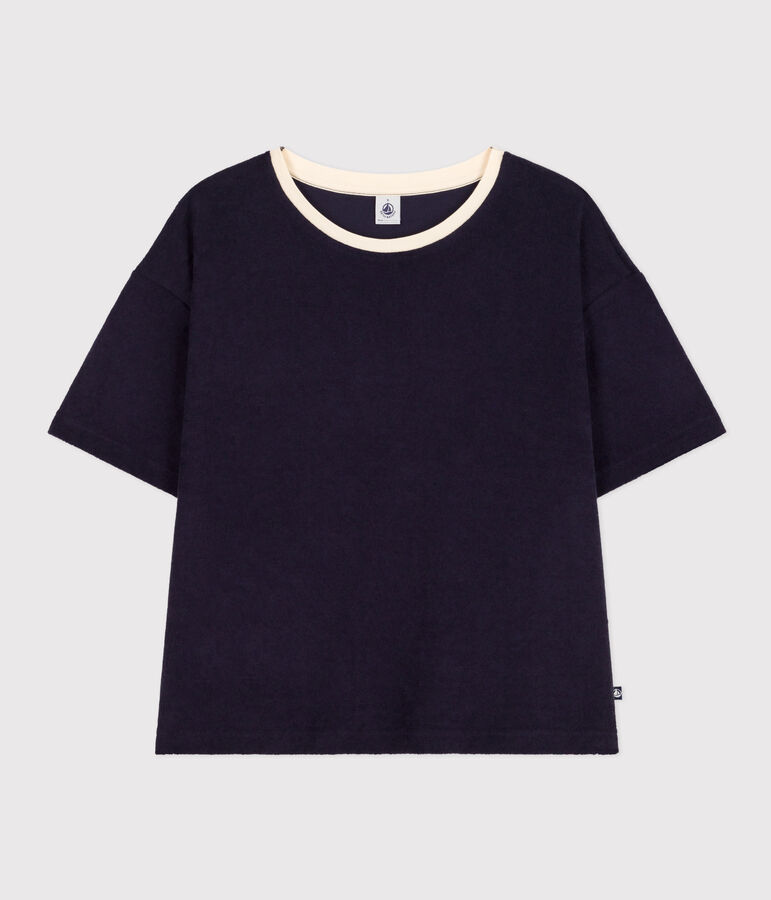 T-shirt LE BOXY in spugna di cotone donna blu