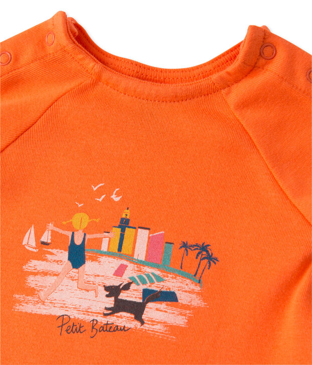 Coordinato per beb&egrave; femmina shorts e t-shirt arancione/rosa
