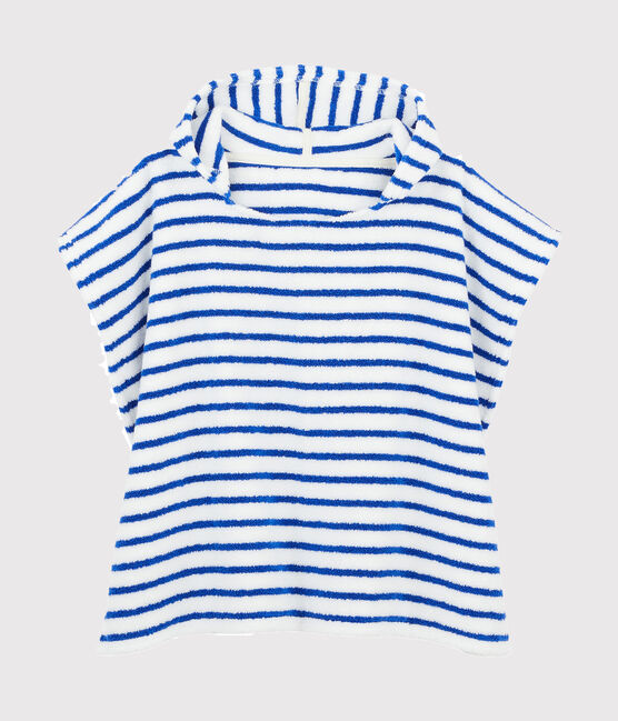 Poncho da spiaggia con cappuccio bebè femmina/maschio blu SURF
