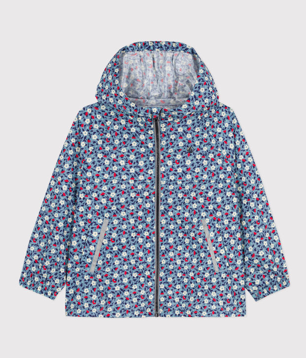 Giacca a vento in tessuto riciclato bambina blu/multicolore