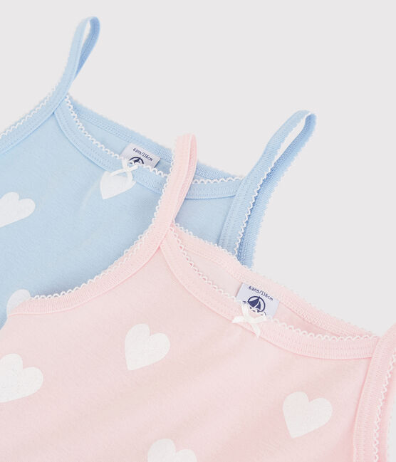 Confezione da 2 canottiere con spalline cuore bambina in cotone biologico variante 1