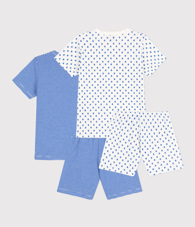 Confezione da 2 pigiami corti millerighe in cotone bambino multicolore