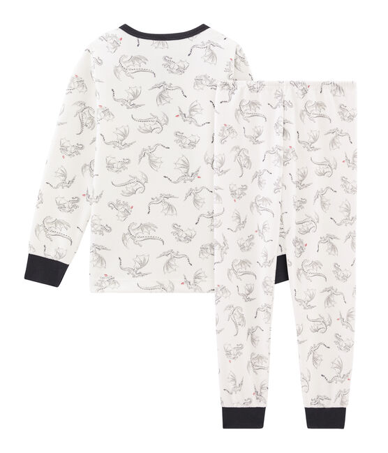 Pigiama bambino in ciniglia bianco MARSHMALLOW/bianco MULTICO