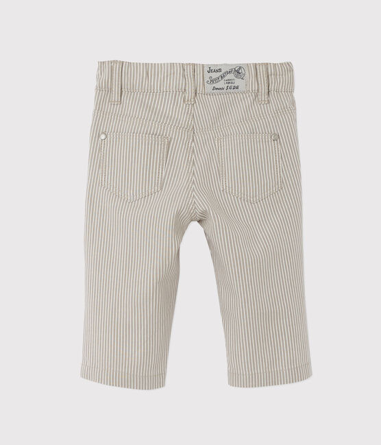 Pantaloni per bebè maschio a righe grigio MINERAI/bianco LAIT