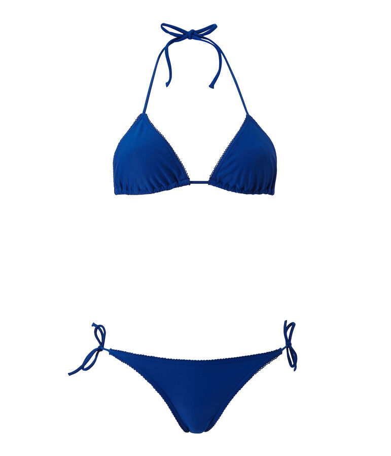 Costume da bagno 2 pezzi tinta unita blu