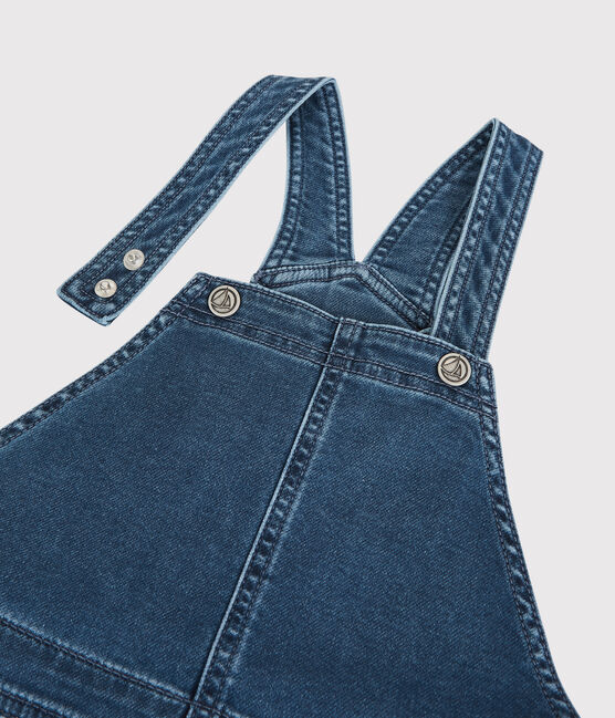Abito salopette bambina in denim biologico blu DENIM BLEU DELAVE