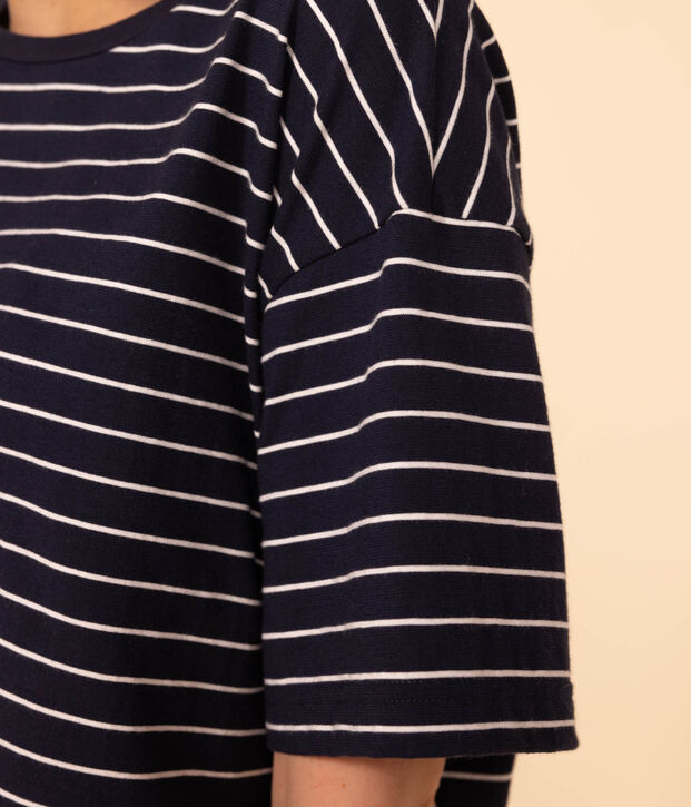 T-shirt LE BOXY in cotone Donna blu/bianco