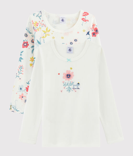 Confezione da 3 t-shirt a manica lunga stampa fiori bambina variante 1