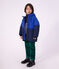 Parka bambino lunghezza media tinta unita color block blu/multicolore