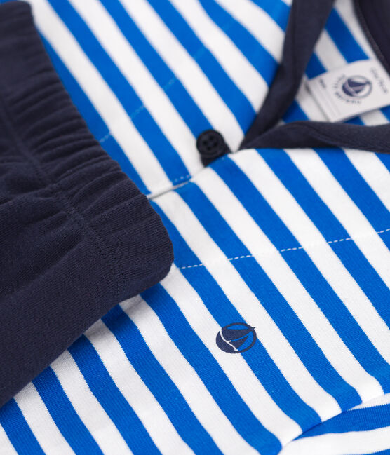 Completo neonato 2 pezzi in cotone con T-shirt con colletto alla marinara blu PORCELANA/ SMOKING