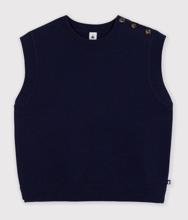 Maglione smanicato in misto lana e cotone tinta unita donna SMOKING