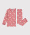 Pigiama in velluto con stampa a cuori bambino rosa ROSEWOOD/ MARSHMALLOW
