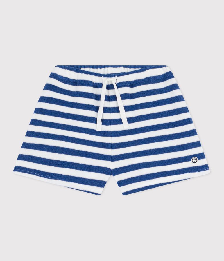 Shorts in cotone a righe bambina blu/bianco