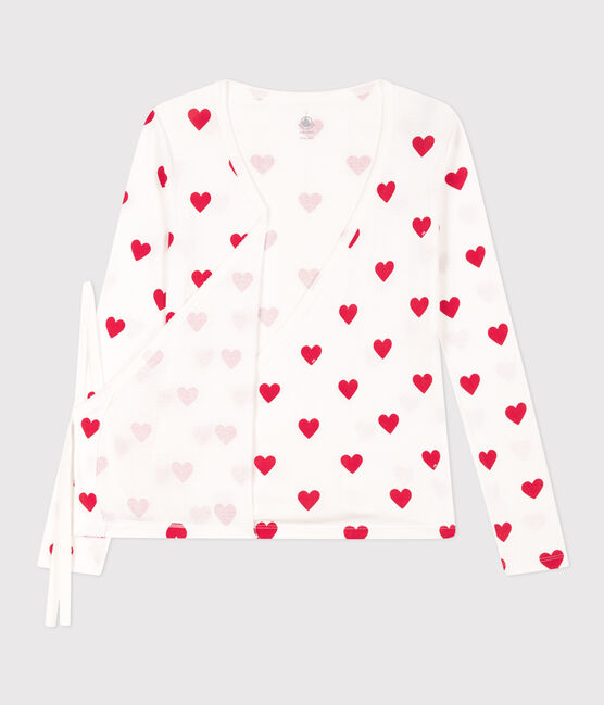 Cardigan scaldacuore in cotone Donna bianco MARSHMALLOW/rosso TERKUIT